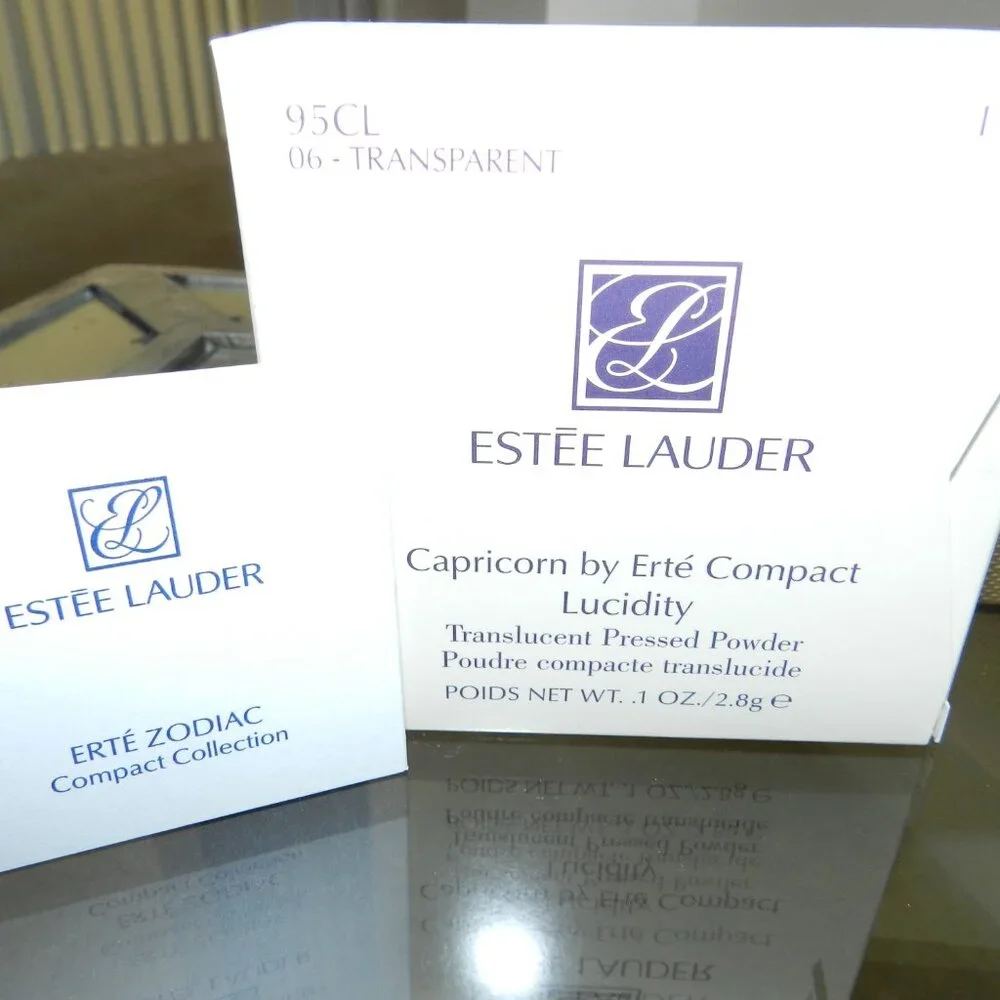 Vintage Y2K ESTEE LAUDER Capricorn By ERTE Art Deco Lucidity Powder Compact